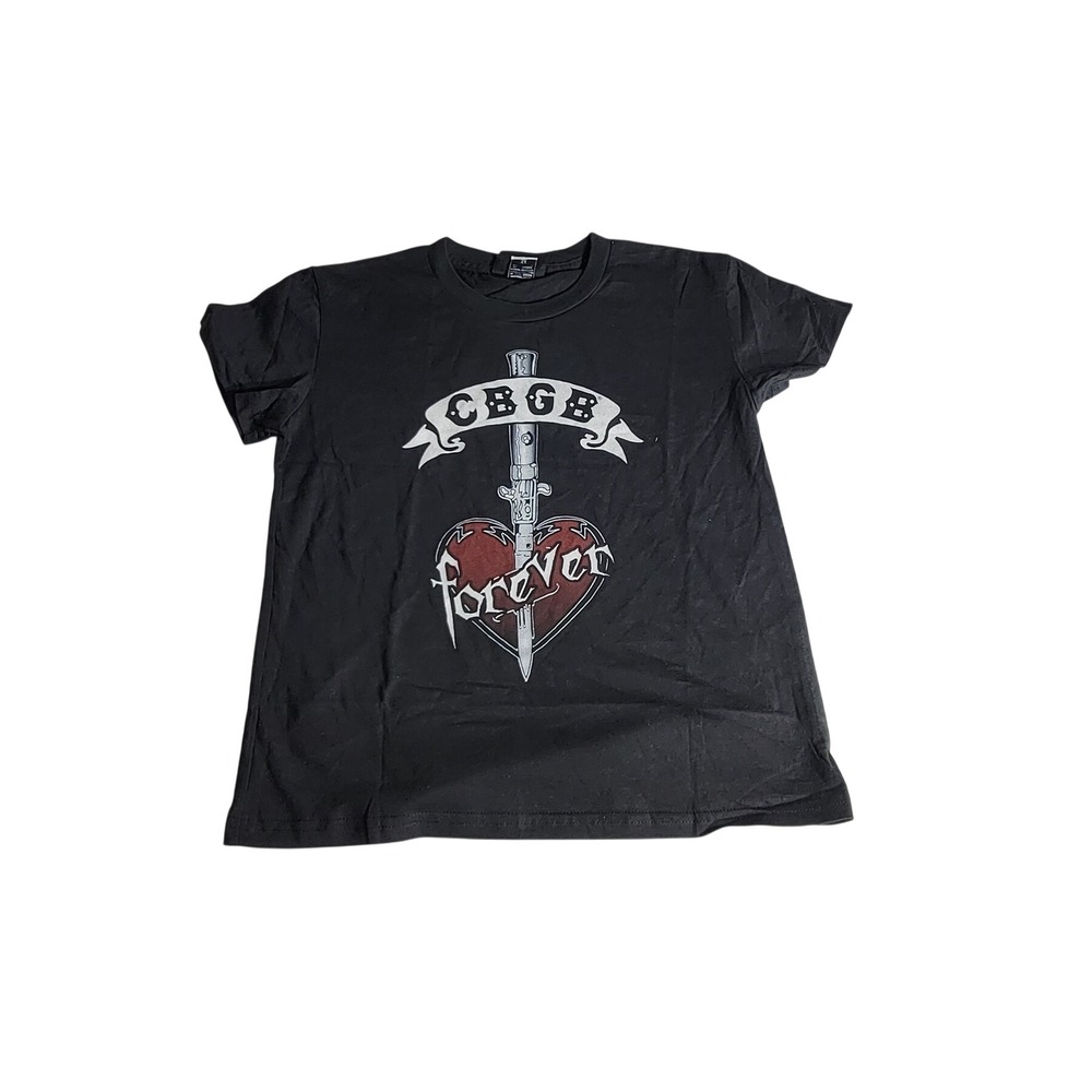CBGB Forever Dagger Heart Graphic T-Shirt Black Medium Made in USA Punk Rock Tee